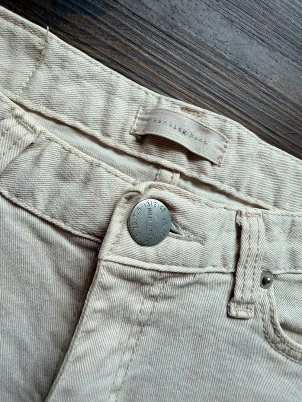 Washing Room 100% Cotton Cream Denim Jean Shorts - Low Rise Summer Staple